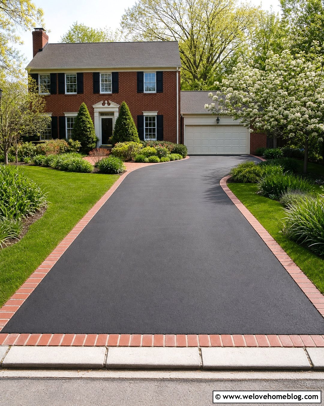 Asphalt Driveway With Brick Border - 20 Residential Driveway Ideas