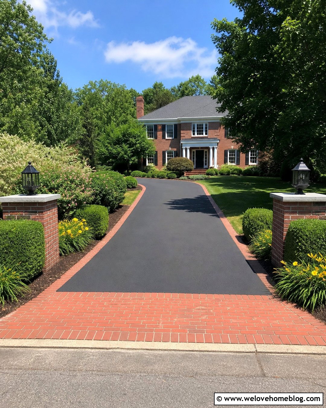 Asphalt Driveway With Brick Border Entrance - 25 driveway entrance ideas