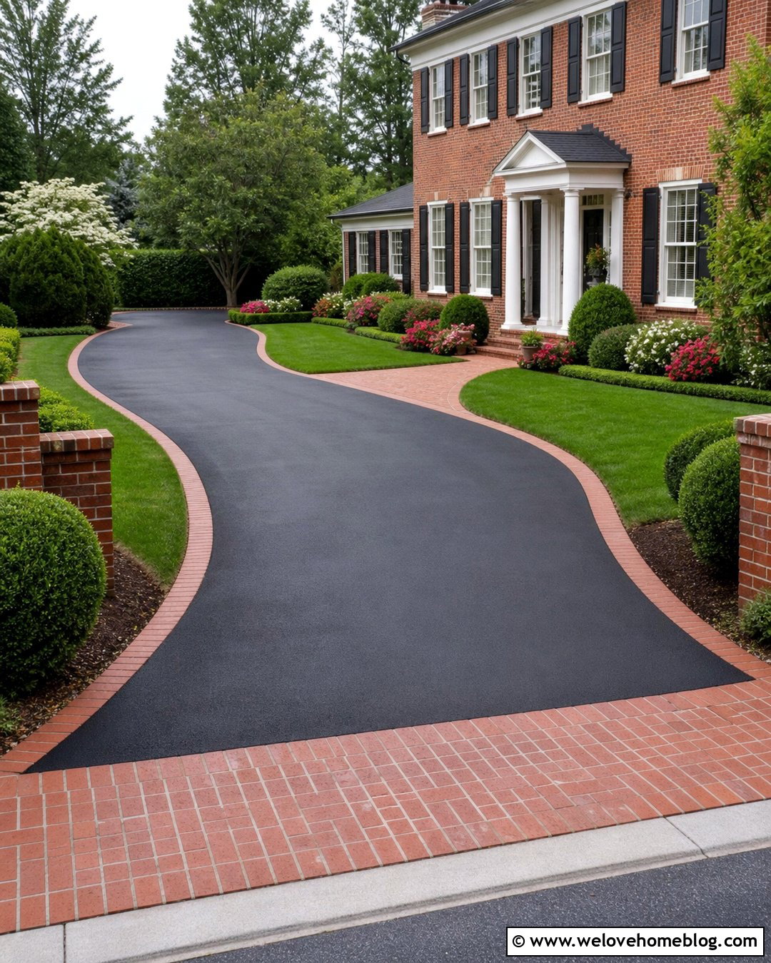 Asphalt Driveway With Brick Edging - 20 How To Build A Driveway Ideas