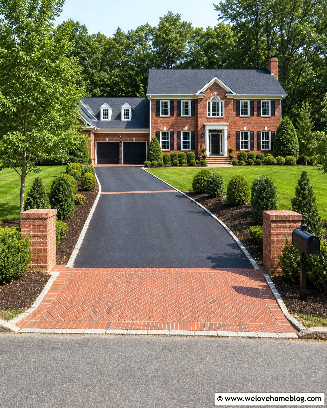 Asphalt Driveway With Brick Entrance Apron - 35 home driveway ideas