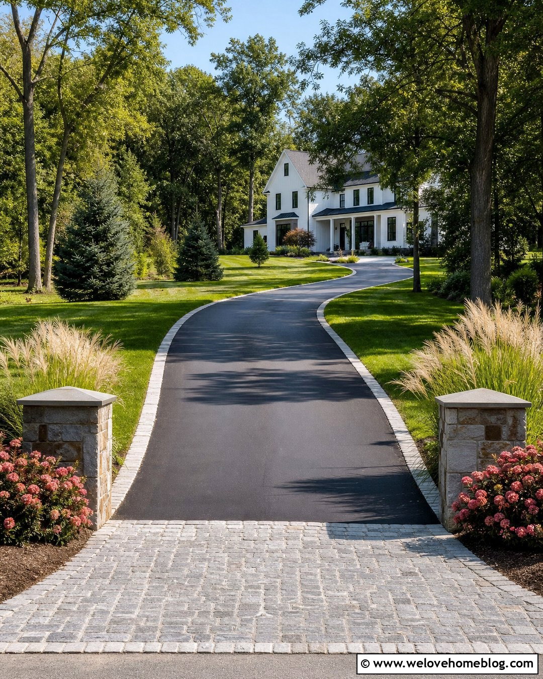 Asphalt Driveway With Cobblestone Apron - 40 driveway paving ideas
