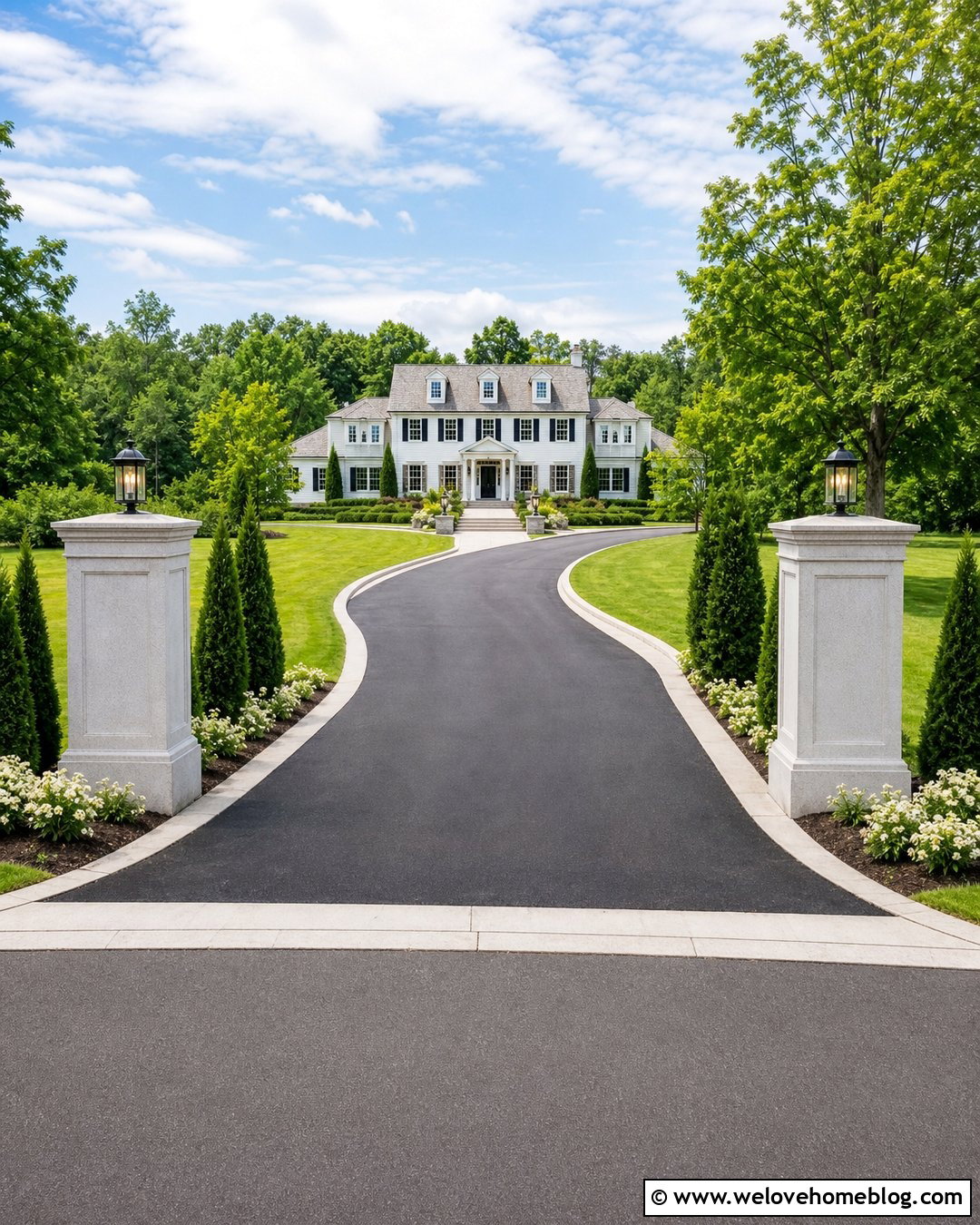 Asphalt Driveway With Concrete Border And Entry Pillars - 20 asphalt driveway with concrete border ideas