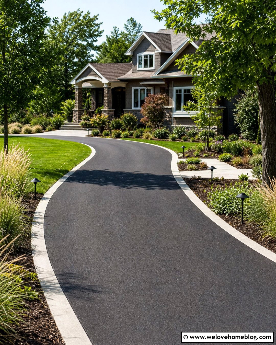 Asphalt Driveway With Concrete Border And Lighting - 20 asphalt driveway with concrete border ideas