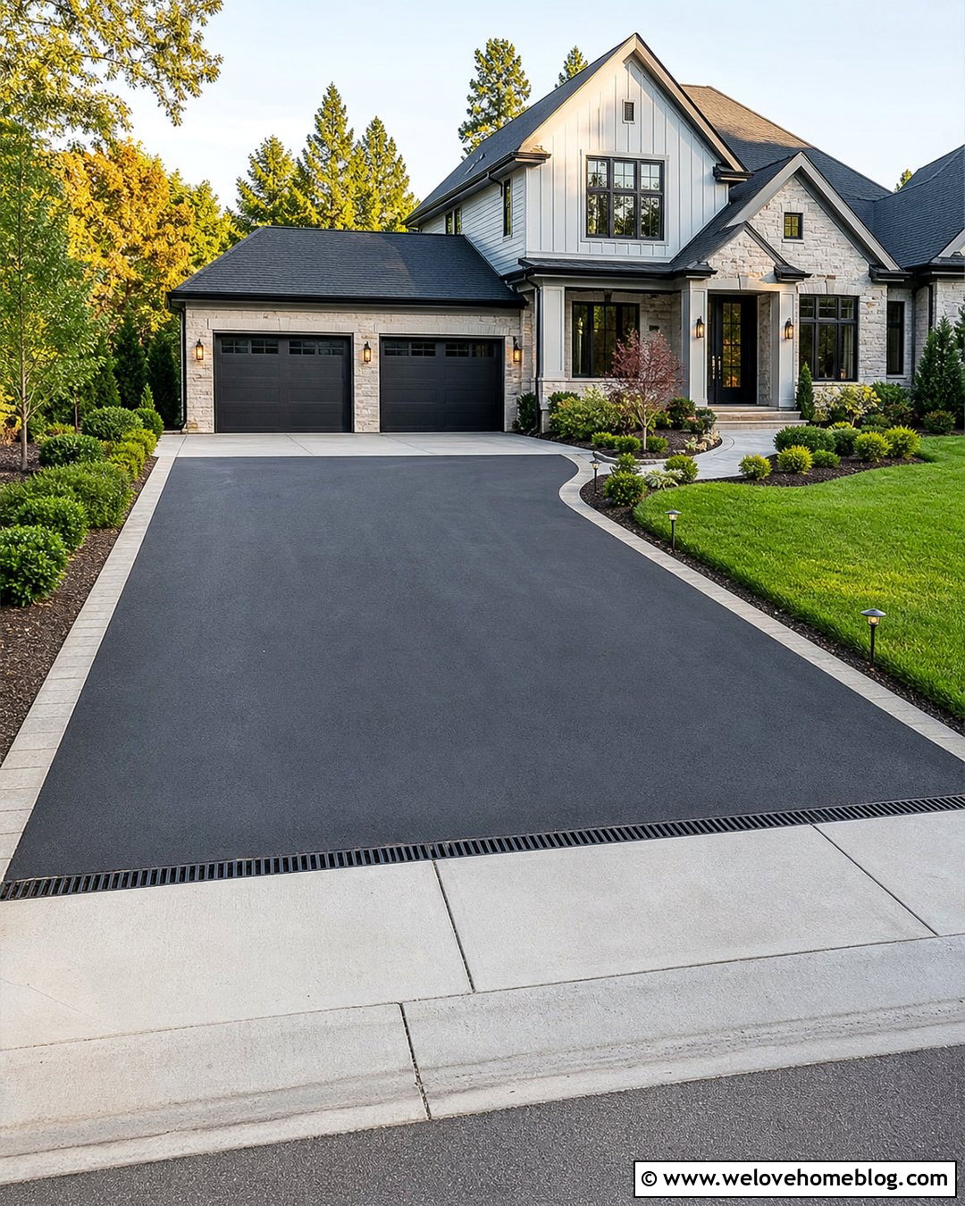 Asphalt Driveway With Concrete Garage Apron