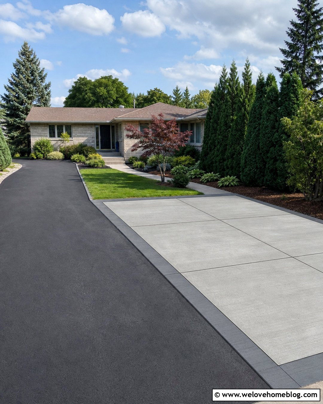 Asphalt Driveway With Concrete Parking Pad - 20 Concrete To Asphalt Driveway Ideas