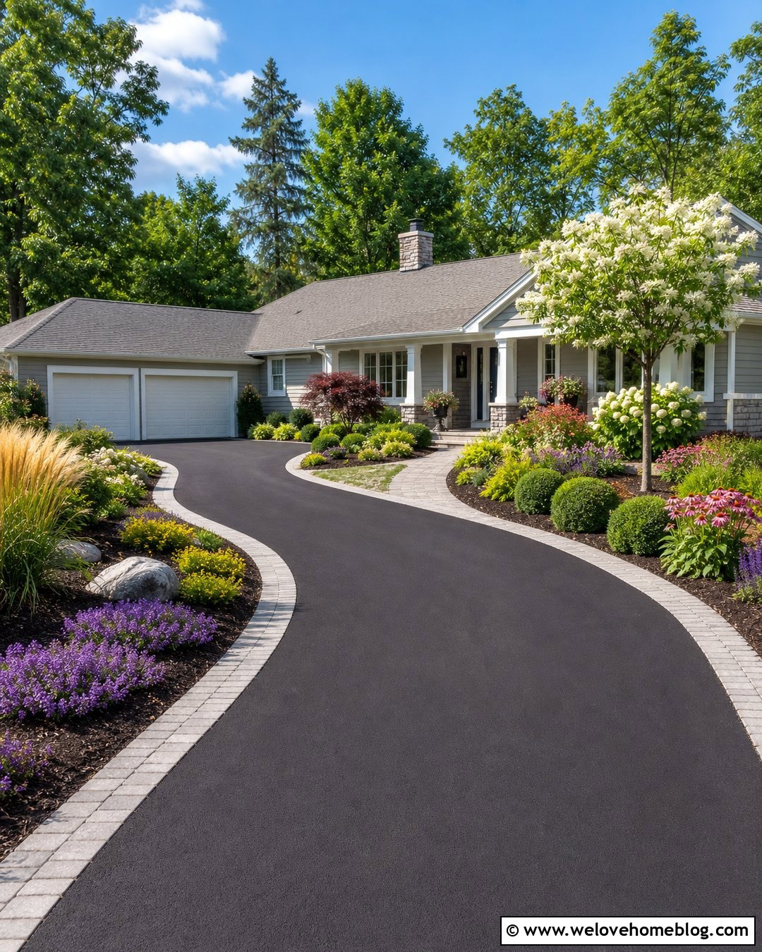 Asphalt Driveway With Curved Garden Borders - 40 driveway front garden ideas
