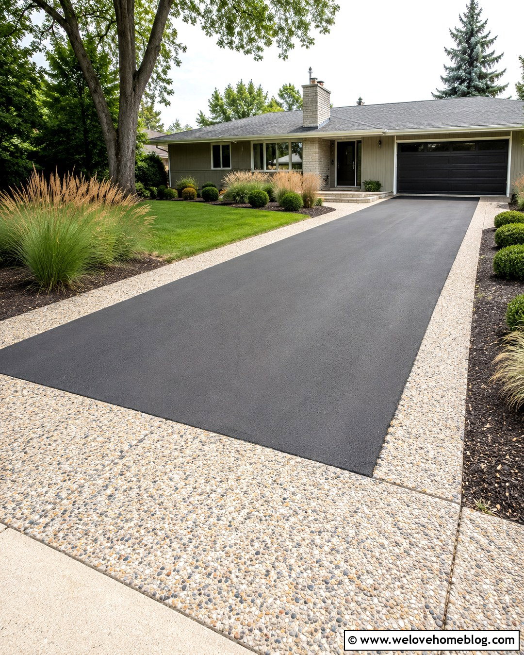 Asphalt Driveway With Exposed Aggregate Border - 20 Decorative Asphalt Driveway Designs Ideas