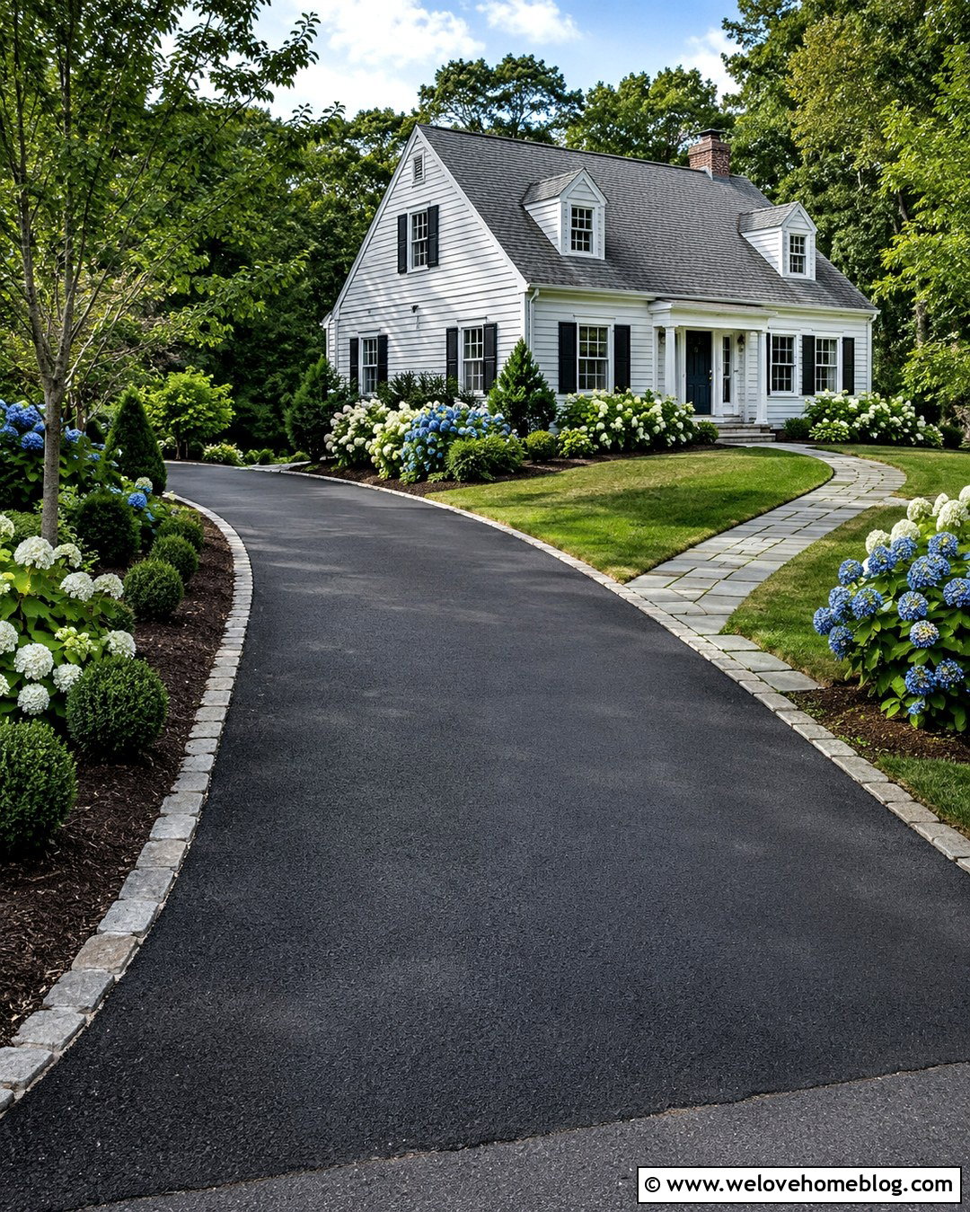 Asphalt Driveway With Hydrangea Borders - 20 driveway asphalt ideas