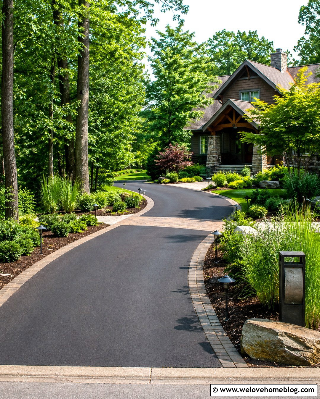 Asphalt Driveway With Landscape Lighting - 20 driveway asphalt ideas