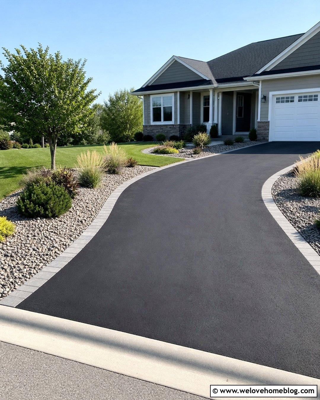 Asphalt Driveway With Low Maintenance Landscaping - 40 Front Driveway Landscaping Ideas
