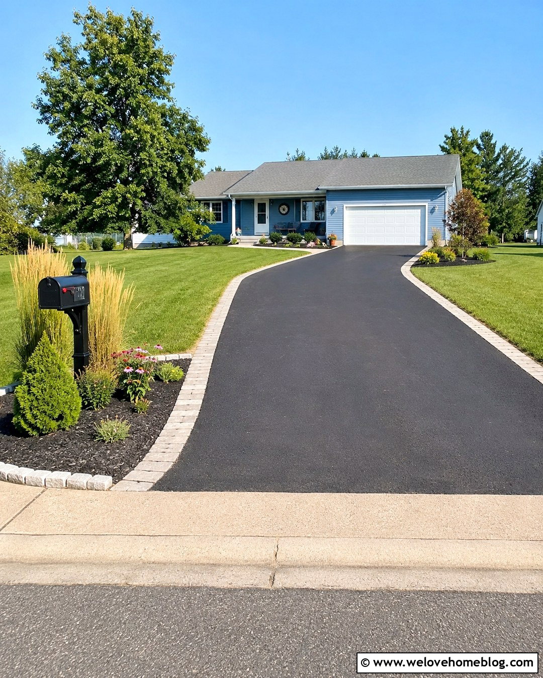 Asphalt Driveway With Mailbox Garden - 20 side of driveway landscaping curb appeal ideas