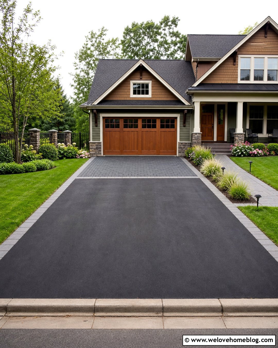 Asphalt Driveway With Paver Parking Bay - 20 Extend Driveway Ideas