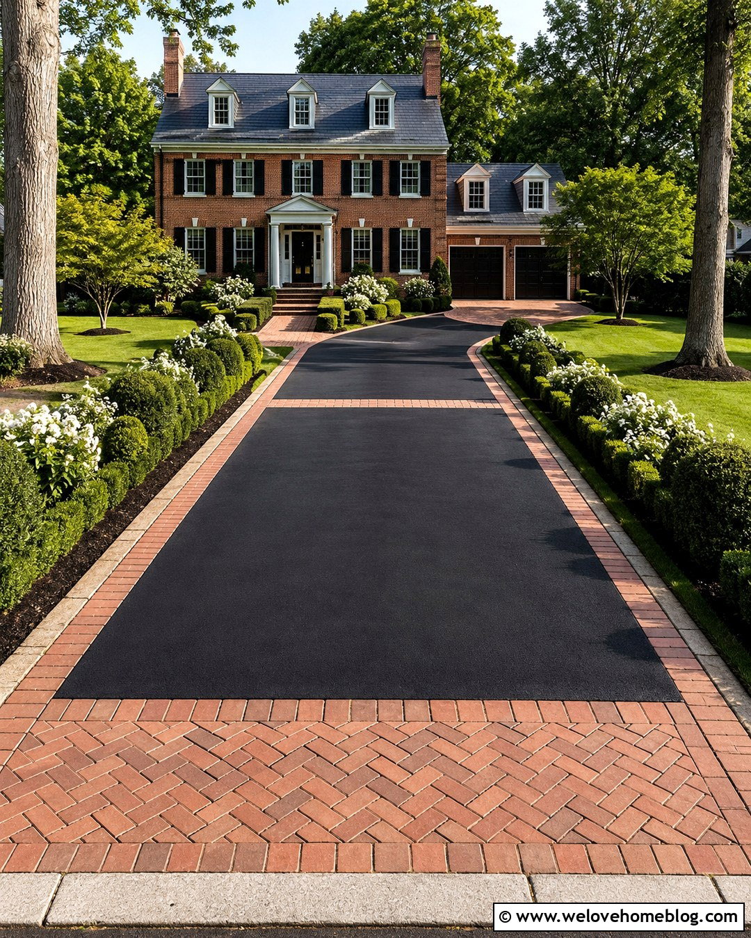 Asphalt Driveway With Red Brick Border - 20 Decorative Asphalt Driveway Designs Ideas