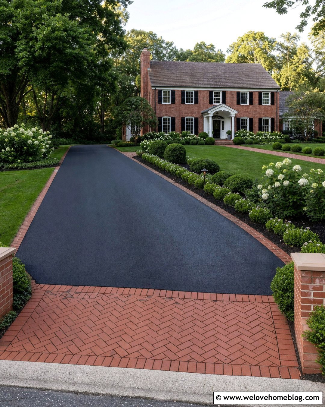 Asphalt Driveway With Red Brick Paver Apron - 20 Asphalt Driveway With Paver Apron Ideas