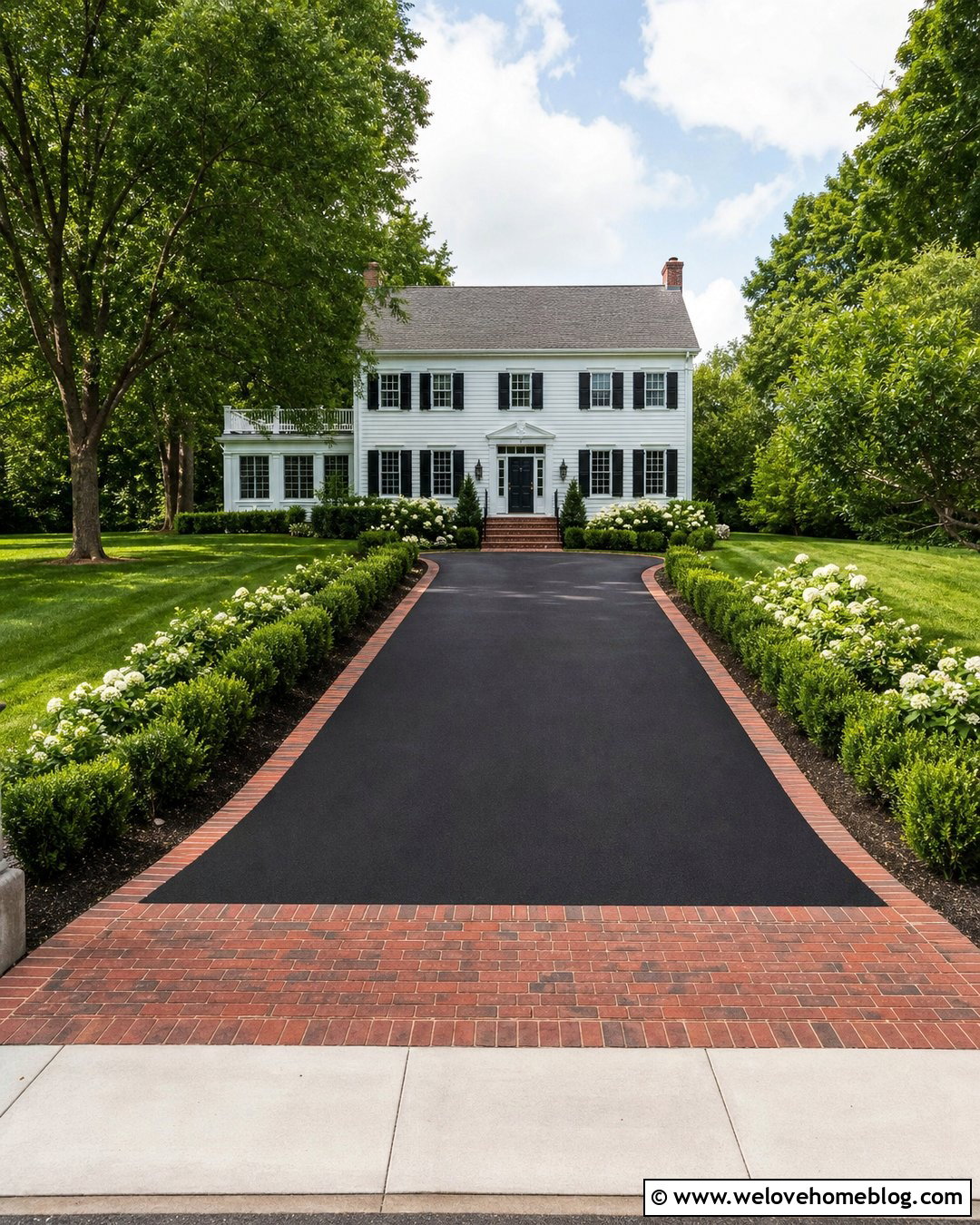 Asphalt Driveway With Red Brick Paver Border - 20 driveway with pavers around it ideas