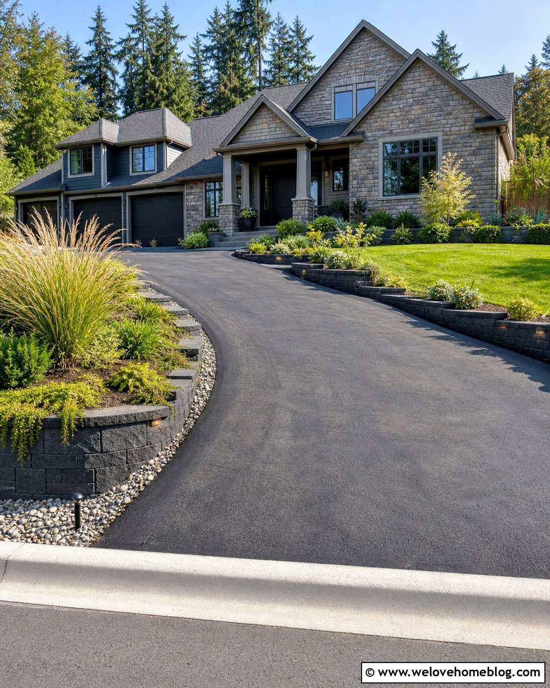 Asphalt Driveway With Retaining Wall Border - 20 asphalt driveway border ideas