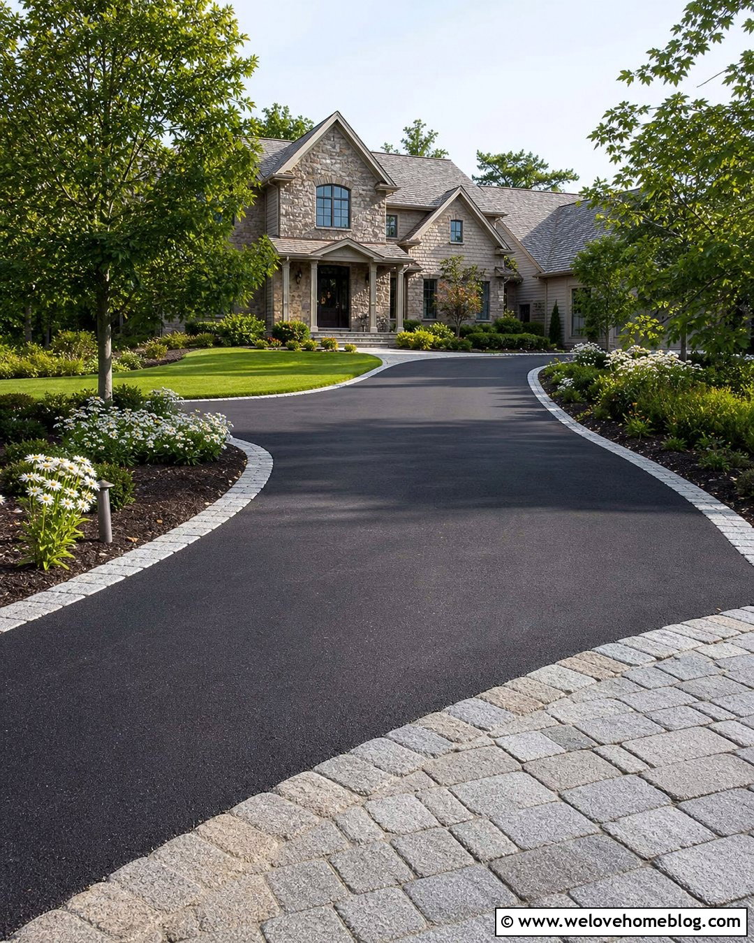 Asphalt Driveway With Stone Edge - 40 driveway edges and borders ideas