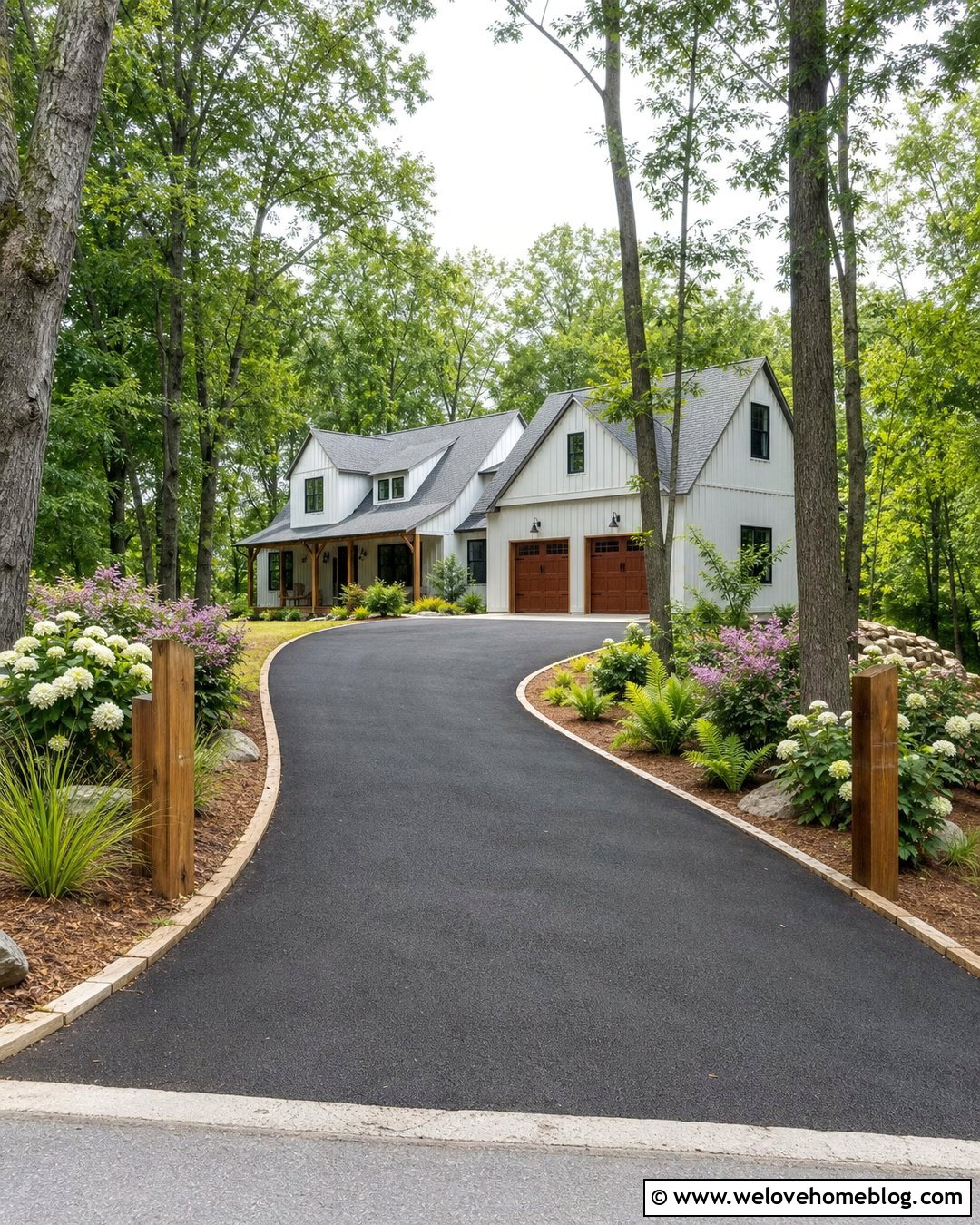 Asphalt Driveway With Timber Edging - 20 Asphalt Edging Driveways Ideas