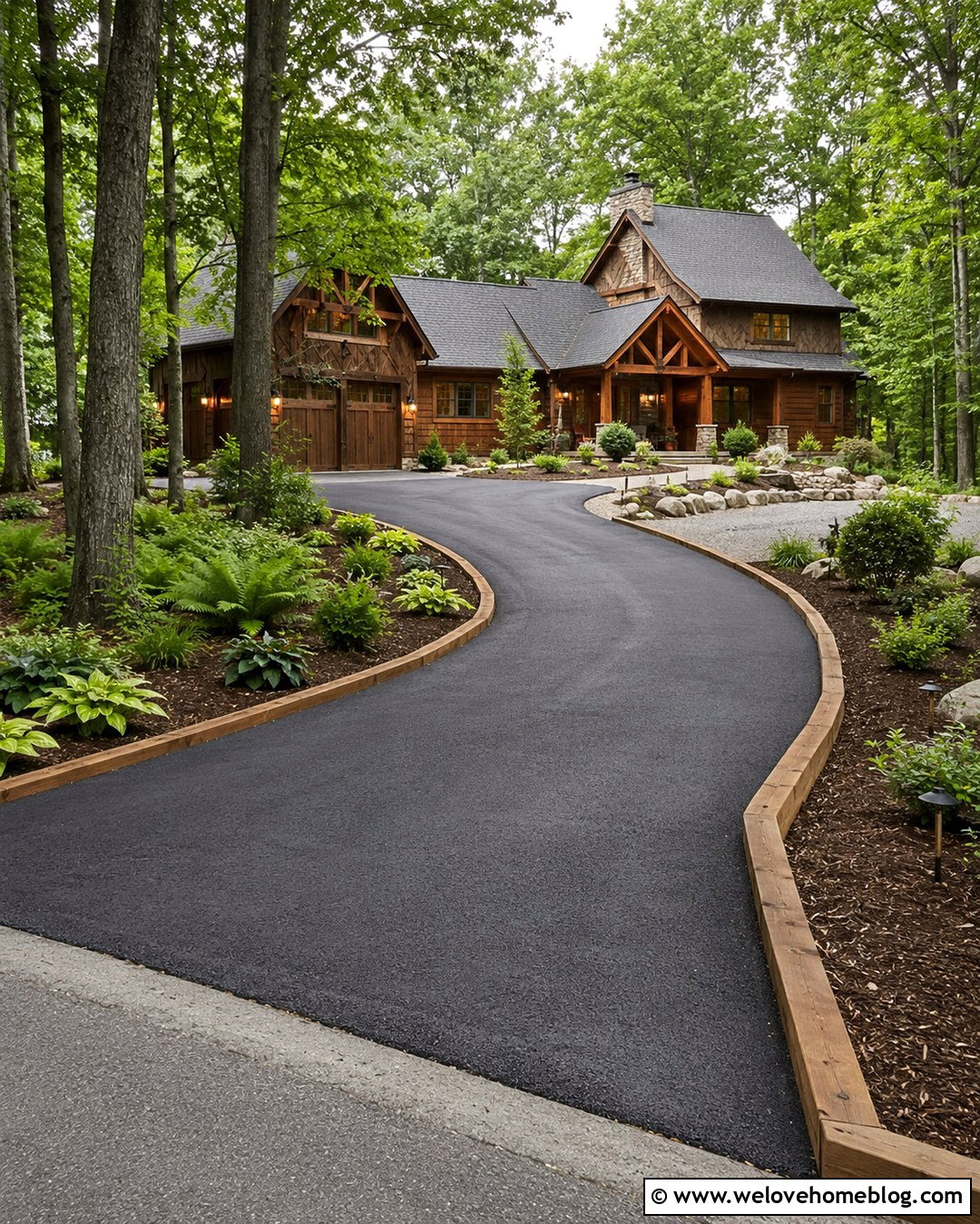 Asphalt Driveway With Timber Landscape Edging - 20 driveway asphalt ideas