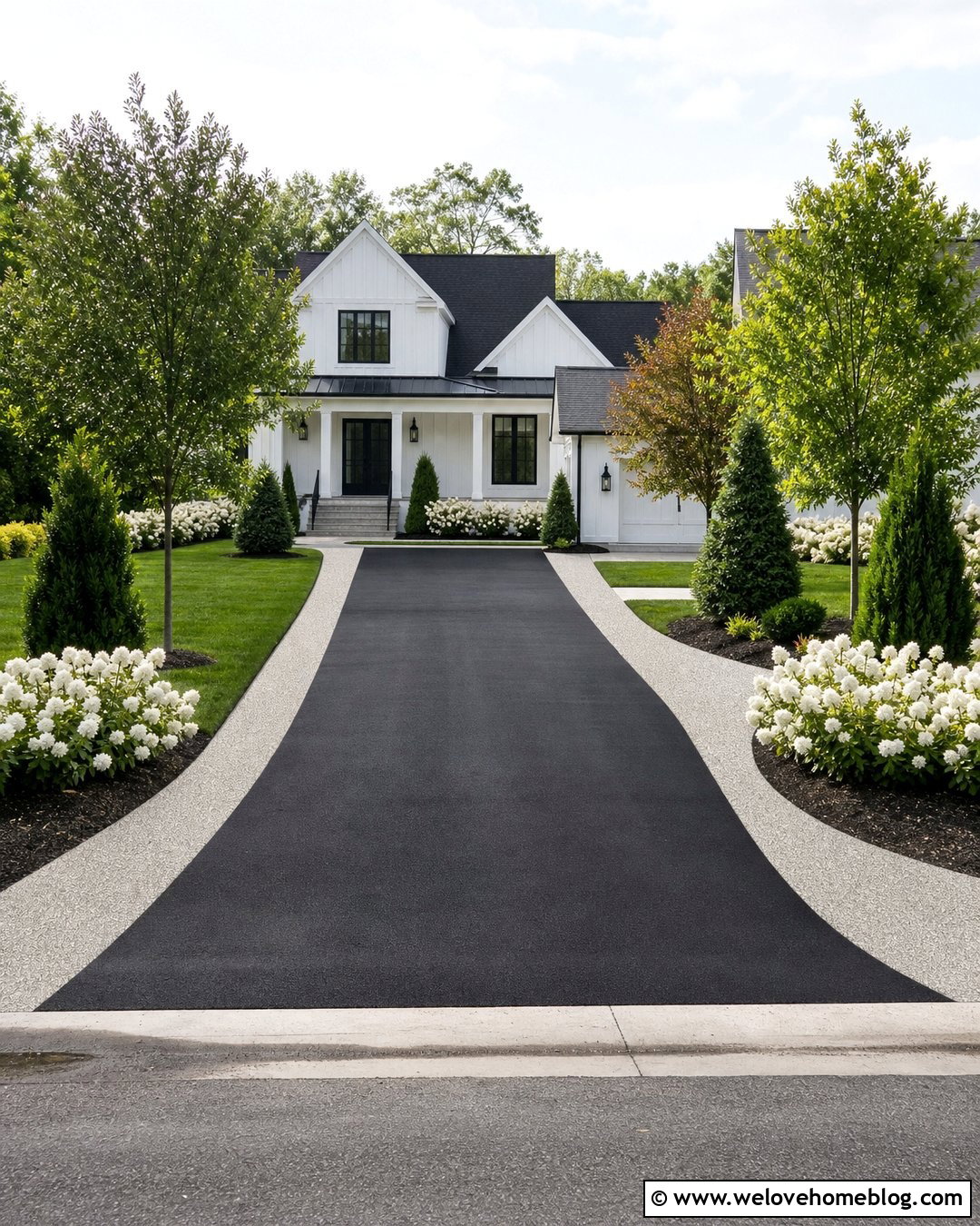 Asphalt Driveway With Wide Concrete Edging - 20 Half Concrete Half Asphalt Driveway Ideas