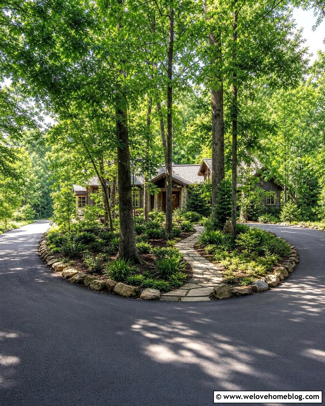 Asphalt Half Circle Driveway With Woodland Planting - 40 half circle driveway landscaping ideas