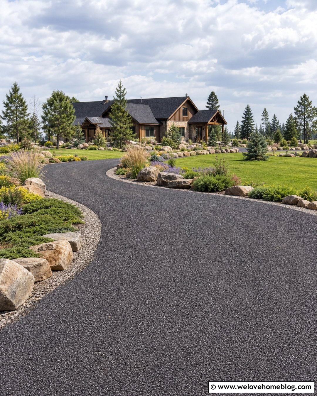 Asphalt Millings Driveway With Boulder Borders - 25 Asphalt Millings Driveway Ideas
