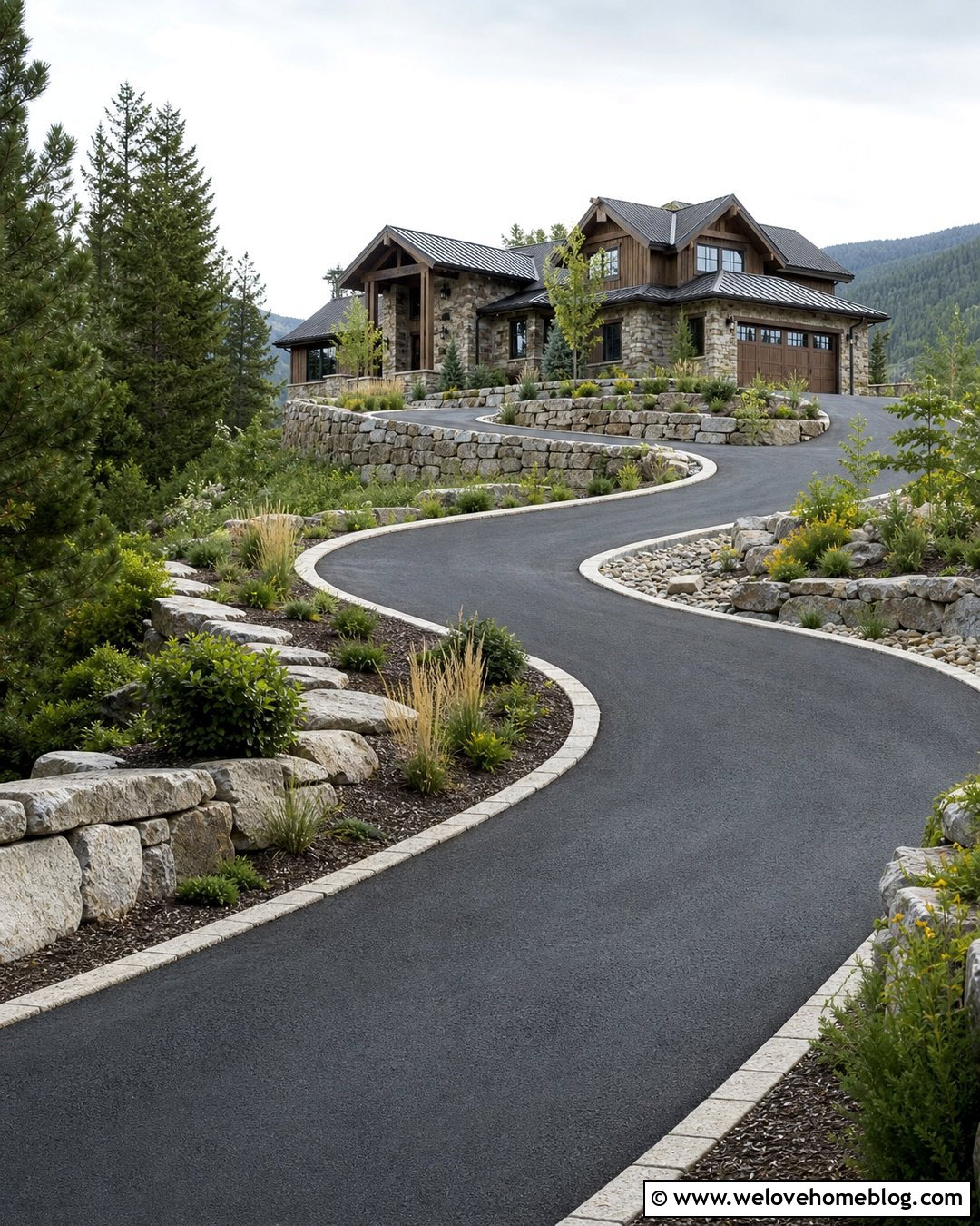 Asphalt Spiral Driveway On A Hillside - 20 Spiral Driveway Ideas