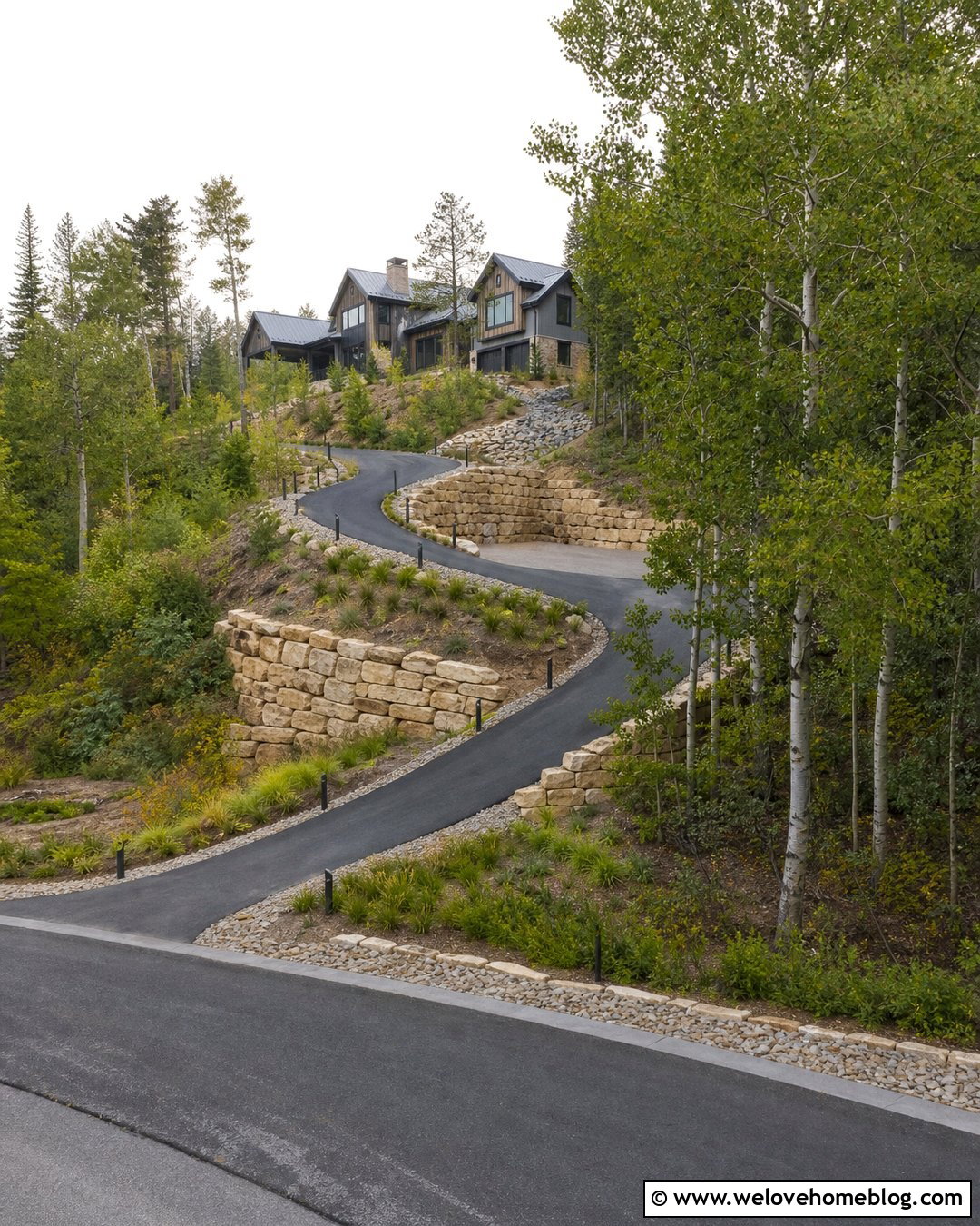 Asphalt Switchback Steep Driveway - 20 very steep driveway ideas
