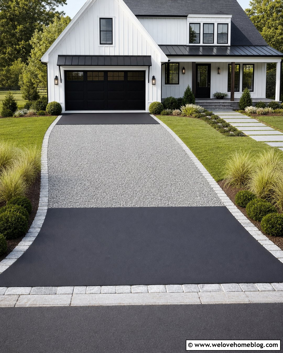 Asphalt Tire Track Driveway With Stone Center - 20 Tire Track Driveway Ideas