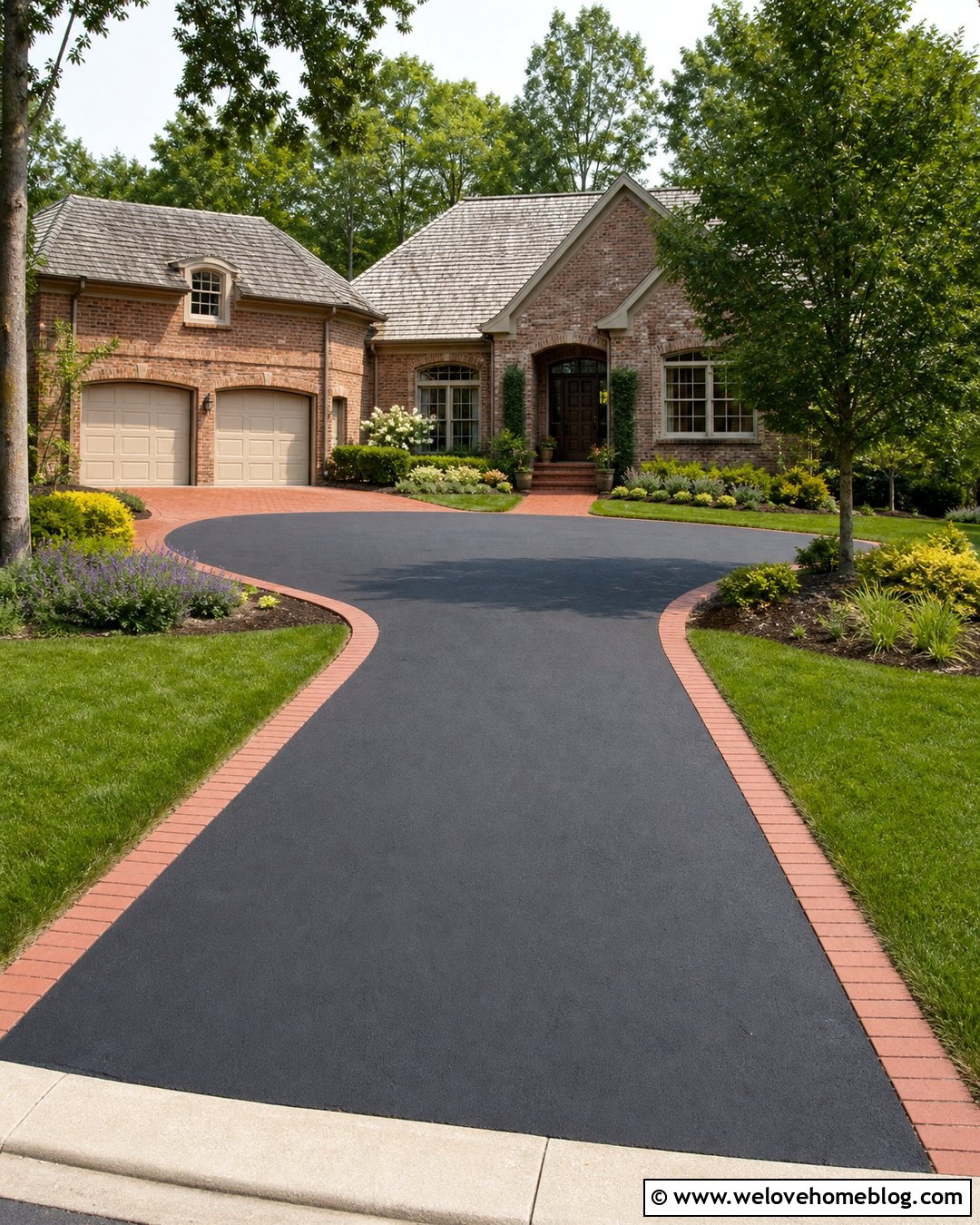 Asphalt Turnaround With Paver Border - 20 Turnaround Driveway Ideas
