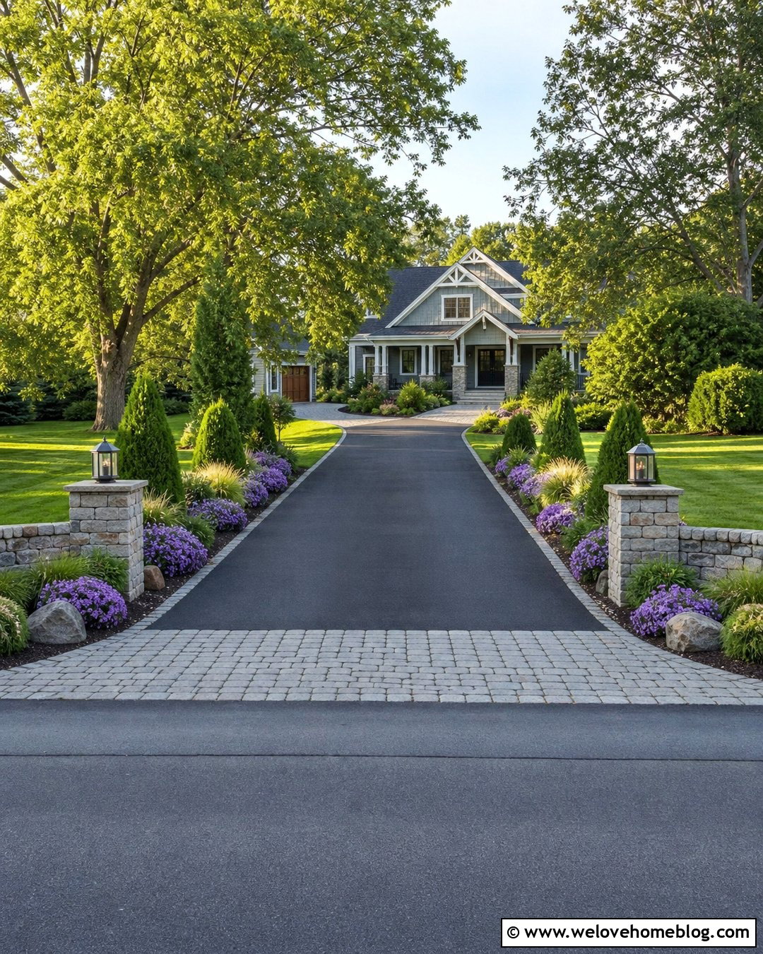 Asters Along a Driveway Entrance - 25 flowers along driveway ideas