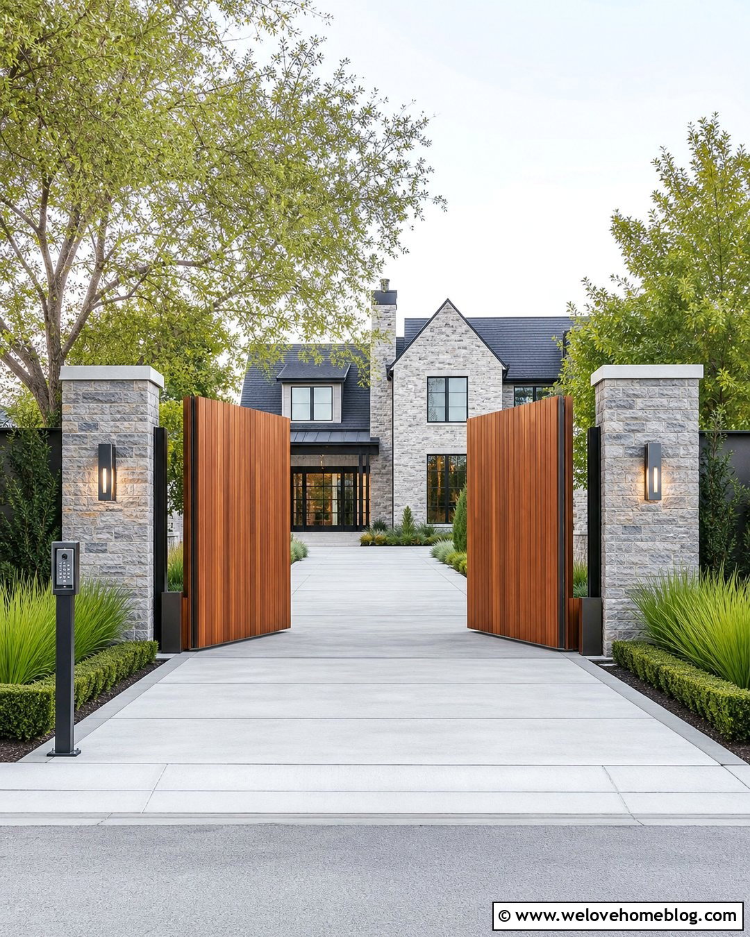 Automated Wood Bi Fold Driveway Gate - 20 Wood Bi-Fold Driveway Gate Ideas
