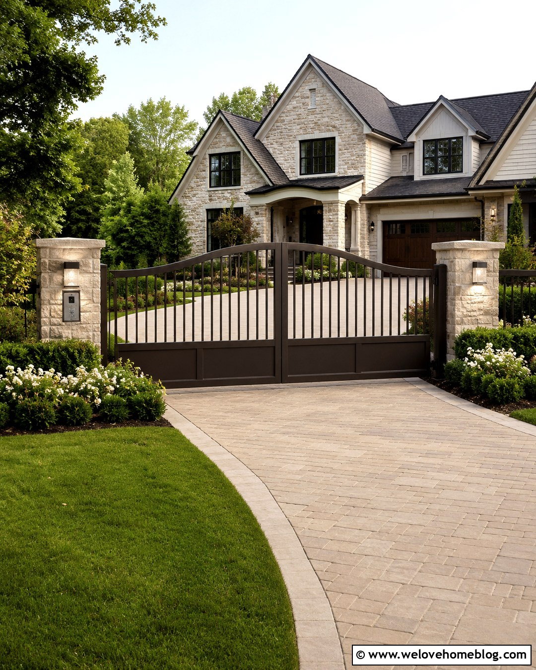 Automatic Driveway Gate With Lighting - 20 Driveway Gate Ideas