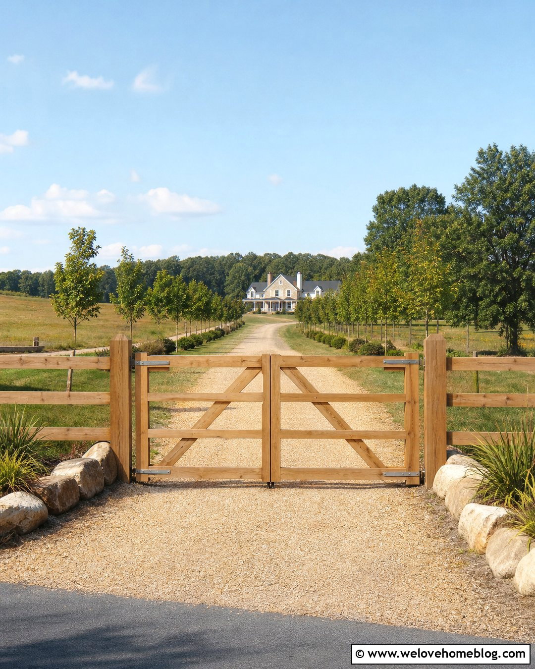 Automatic Farm Gate With Timber Fencing - 30 Automatic Gates Driveways Ideas