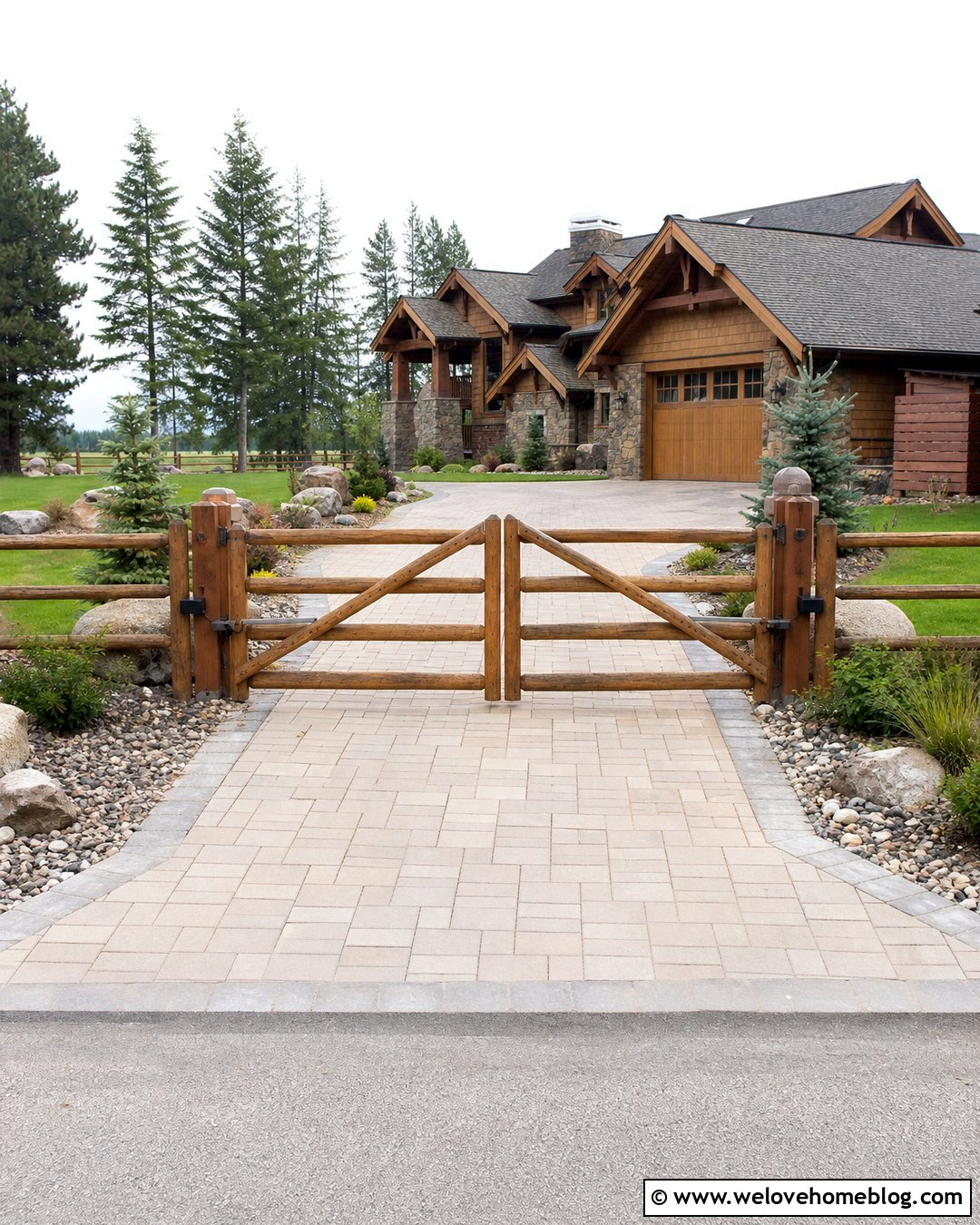 Automatic Split Rail Fence Gate With Stone Edging - 20 split rail fence driveway gate ideas