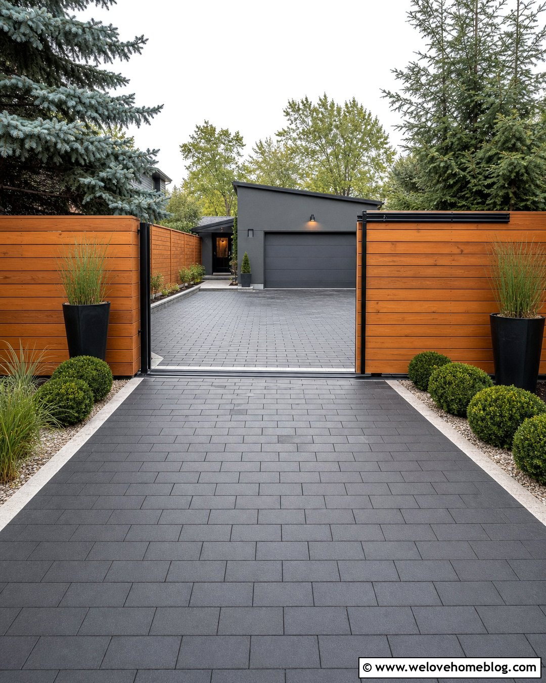 Backyard Driveway With A Sliding Gate - 20 Driveway Backyard Ideas