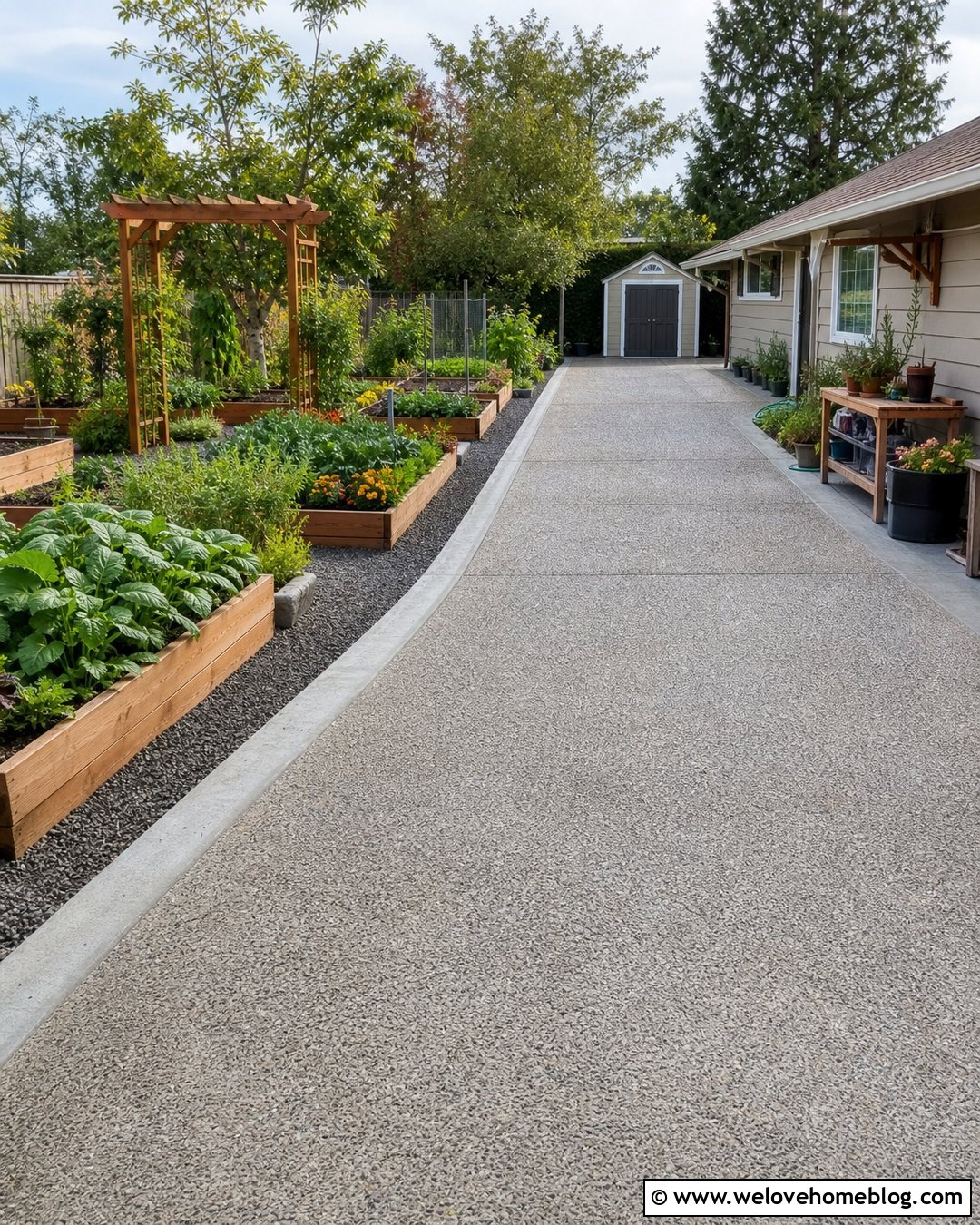 Backyard Driveway With Raised Garden Beds - 20 Driveway Backyard Ideas