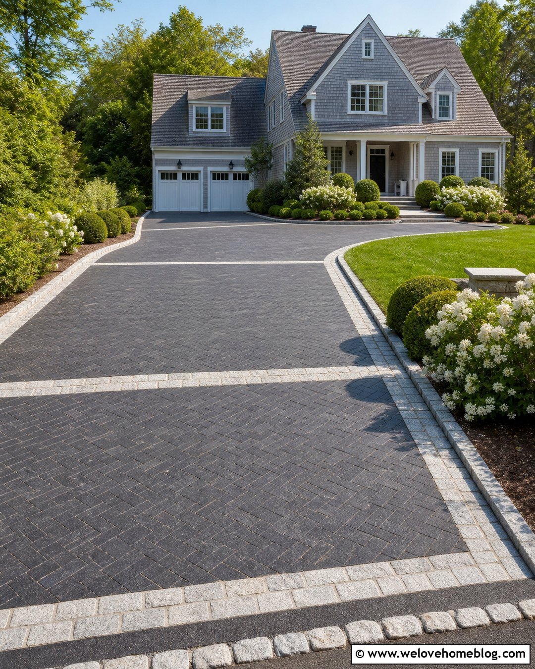 Basalt Driveway With Light Granite Border - 20 Basalt Driveway Ideas