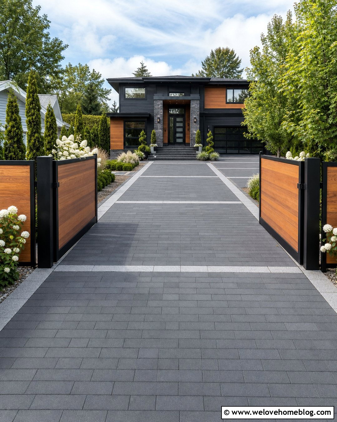 Basalt Paver Luxury Driveway - 45 Luxury Driveway Ideas