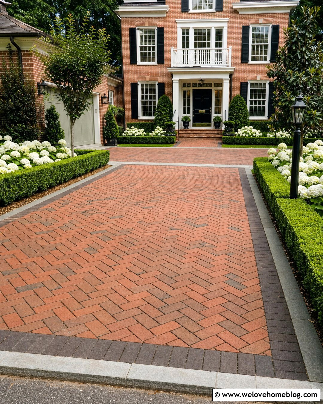 Basketweave Brick Driveway - 40 driveway paving ideas