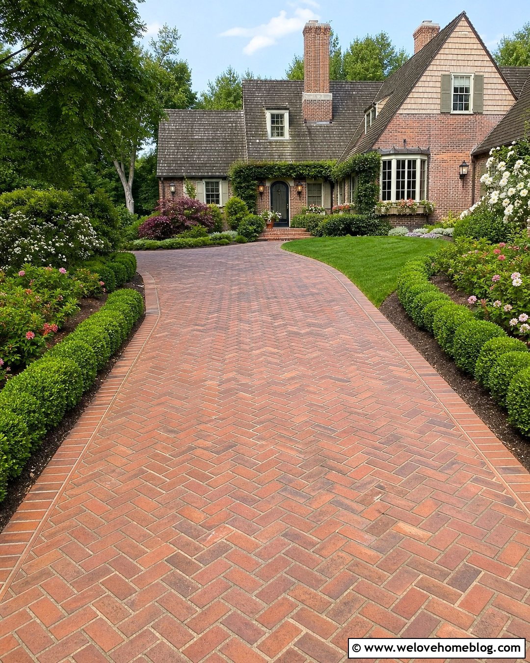 Basketweave Brick Paved Driveway - 35 paved driveway ideas