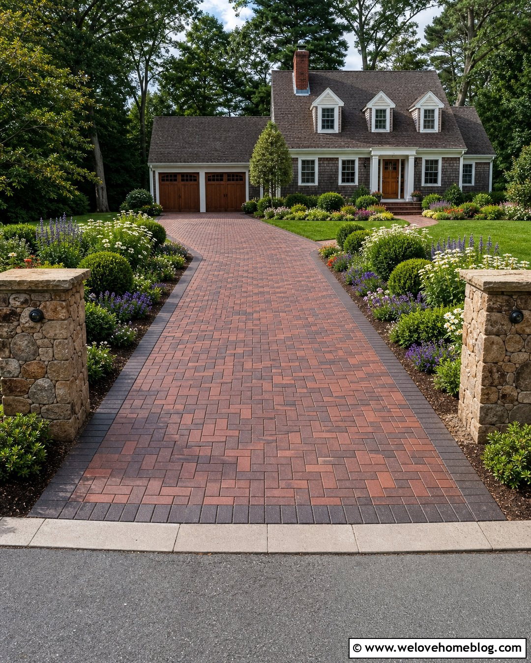 Basketweave Brick Paver Driveway - 35 driveway pavers design ideas