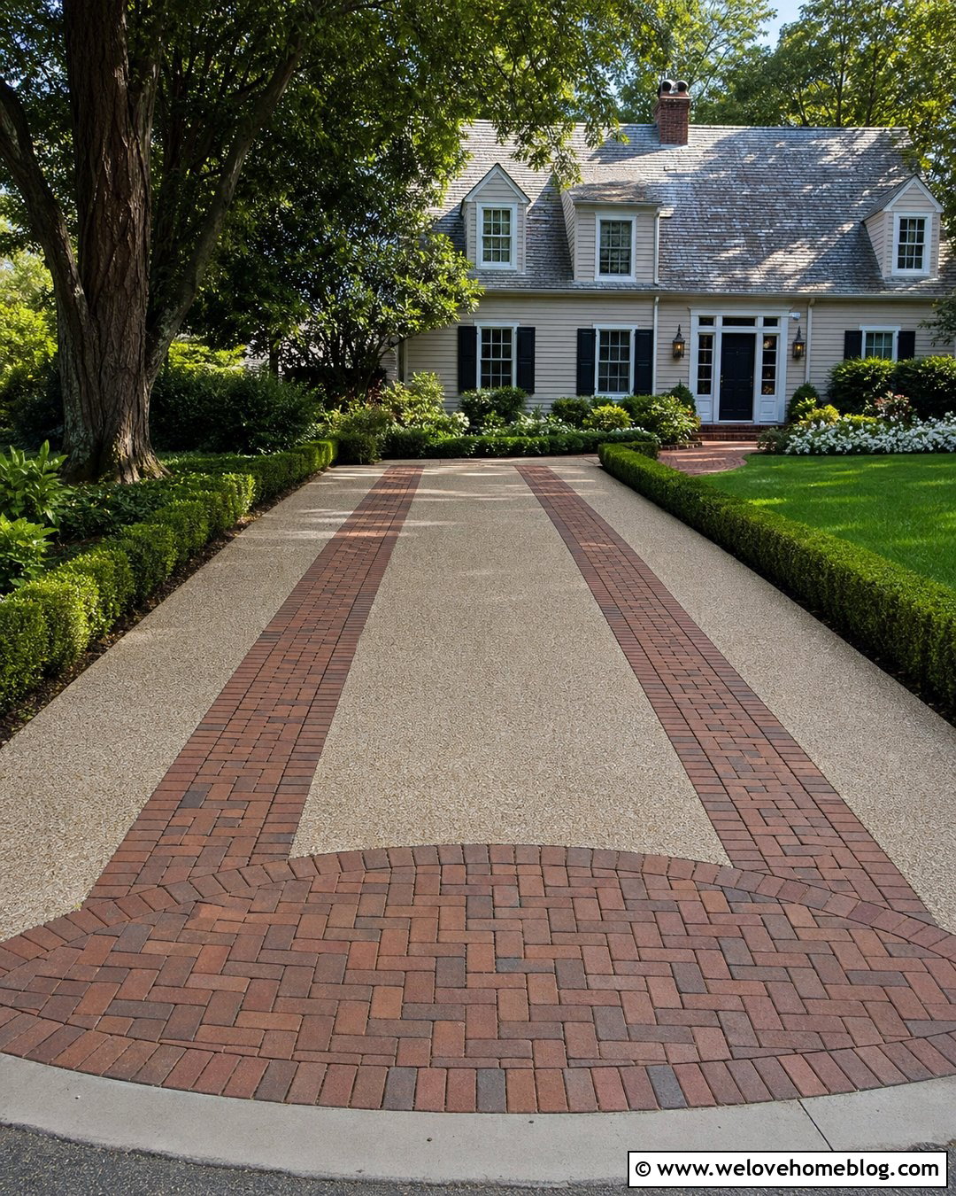 Basketweave Brick Ribbon Driveway - 20 Brick Ribbon Driveway Ideas