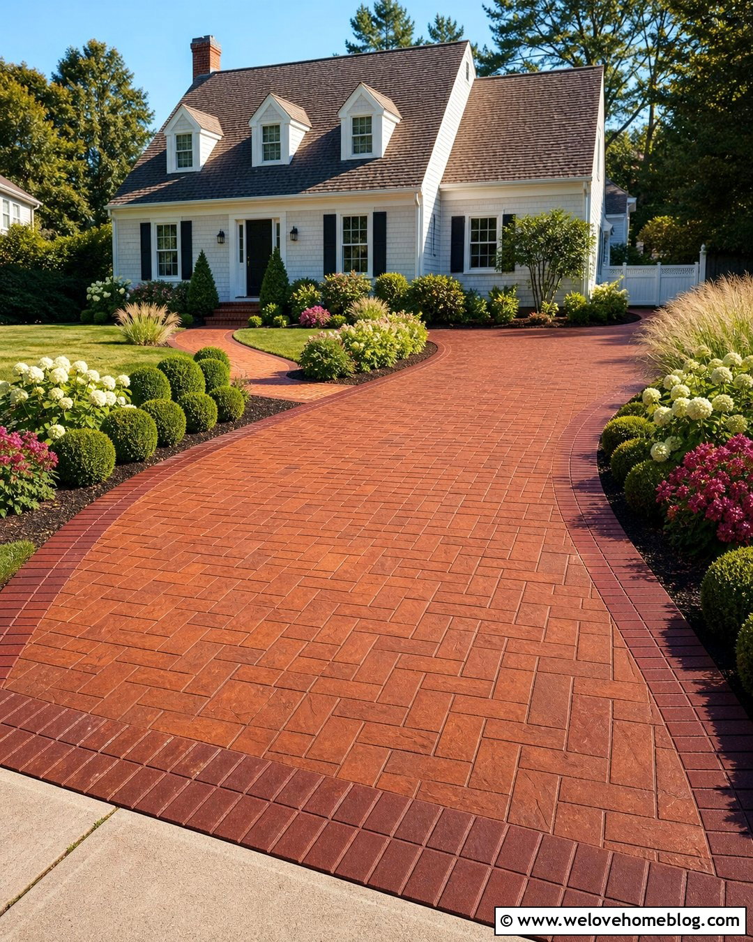 Basketweave Brick Stamped Concrete Driveway - 20 Brick Stamped Concrete Driveway Ideas