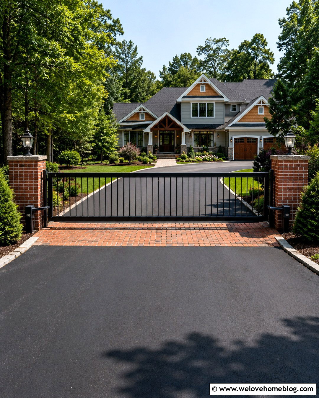 Battery Backup Gate With Asphalt Driveway - 20 Driveway Automation Inspiration Ideas
