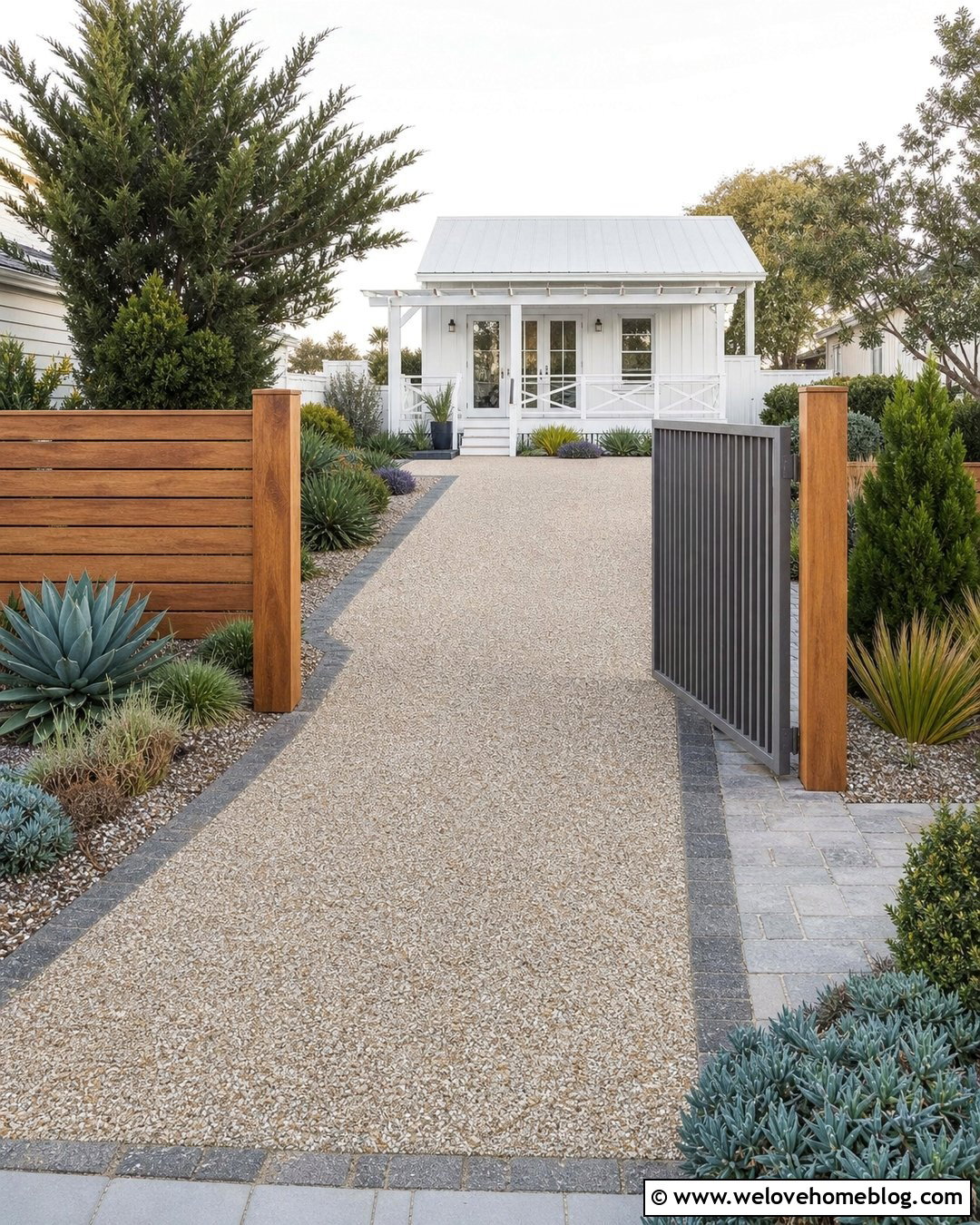 Beach House Driveway Entrance With Resin Bound Gravel - 20 Beach House Driveway Entrance Ideas