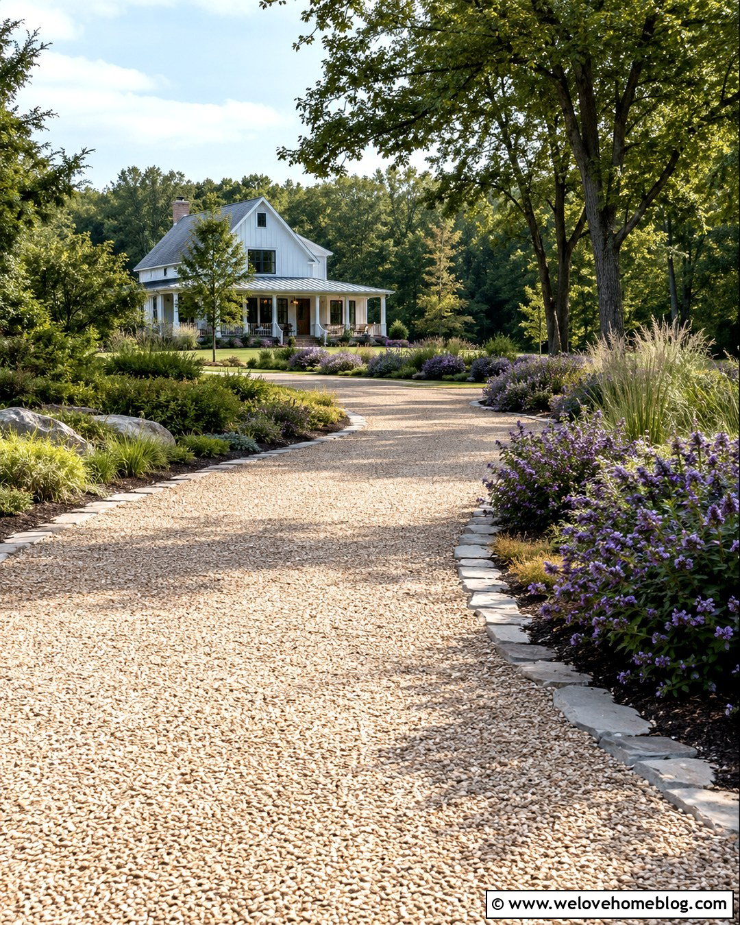 Beautyberry Shrubs Along A Country Gravel Driveway - 20 shrubs along driveway ideas