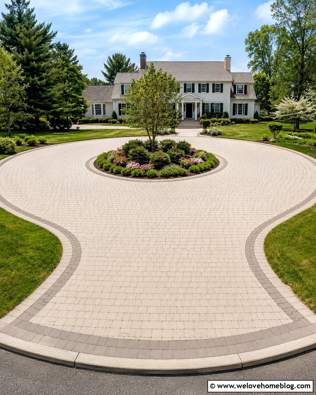 Beige Circular Paver Driveway - 20 beige driveway ideas
