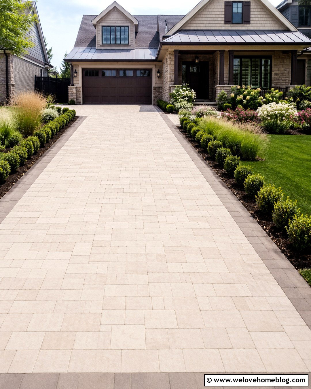 Beige Concrete Paver Driveway - 20 beige driveway ideas