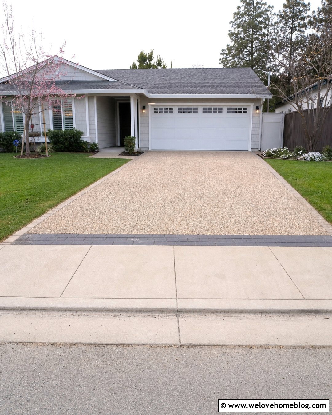 Beige Gravel Driveway With Concrete Apron - 20 Beige Gravel Driveway Ideas